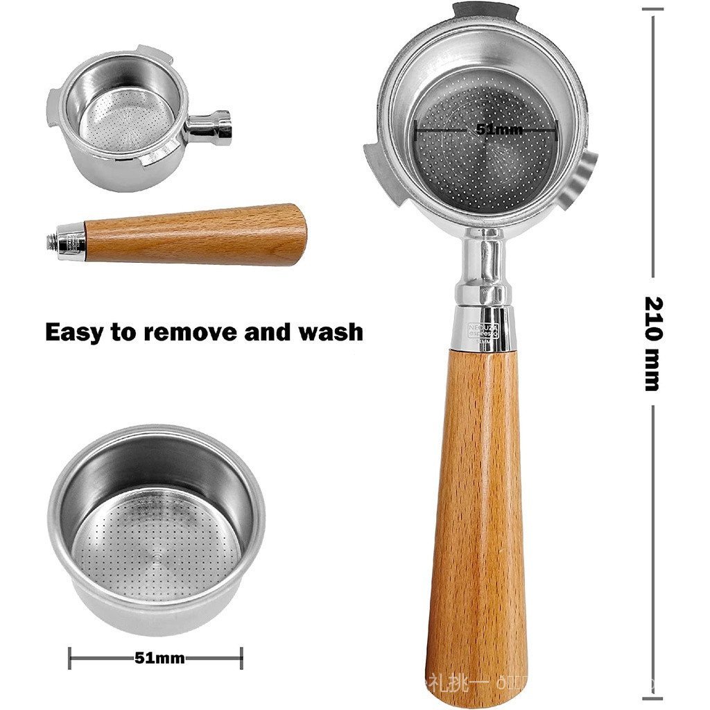 โทรศัพท์มือถือห้องโดยสาร Coffee 51mm Bottomless Portafilter ใช้งานร่วมกับ DeLonghi EC680/EC685 Espre