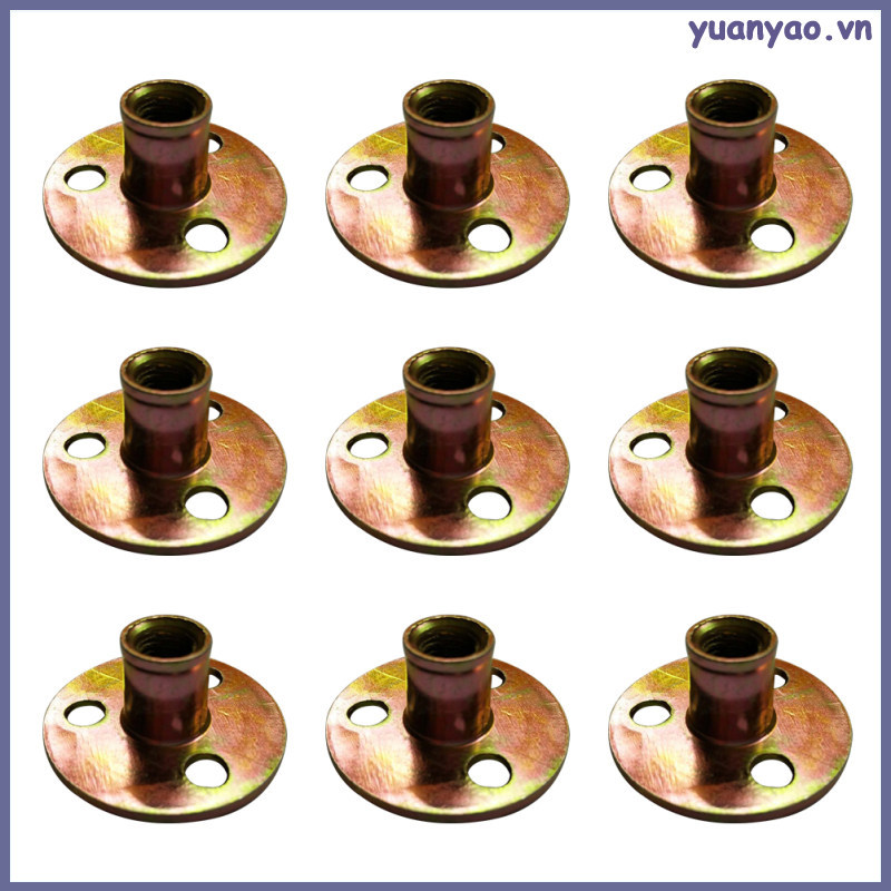 10 ชิ้นโลหะ 3 หลุมสกรู Rivet Nuts ฐานกลม Tee Nuts สําหรับเฟอร์นิเจอร์ (M8) yuanyao