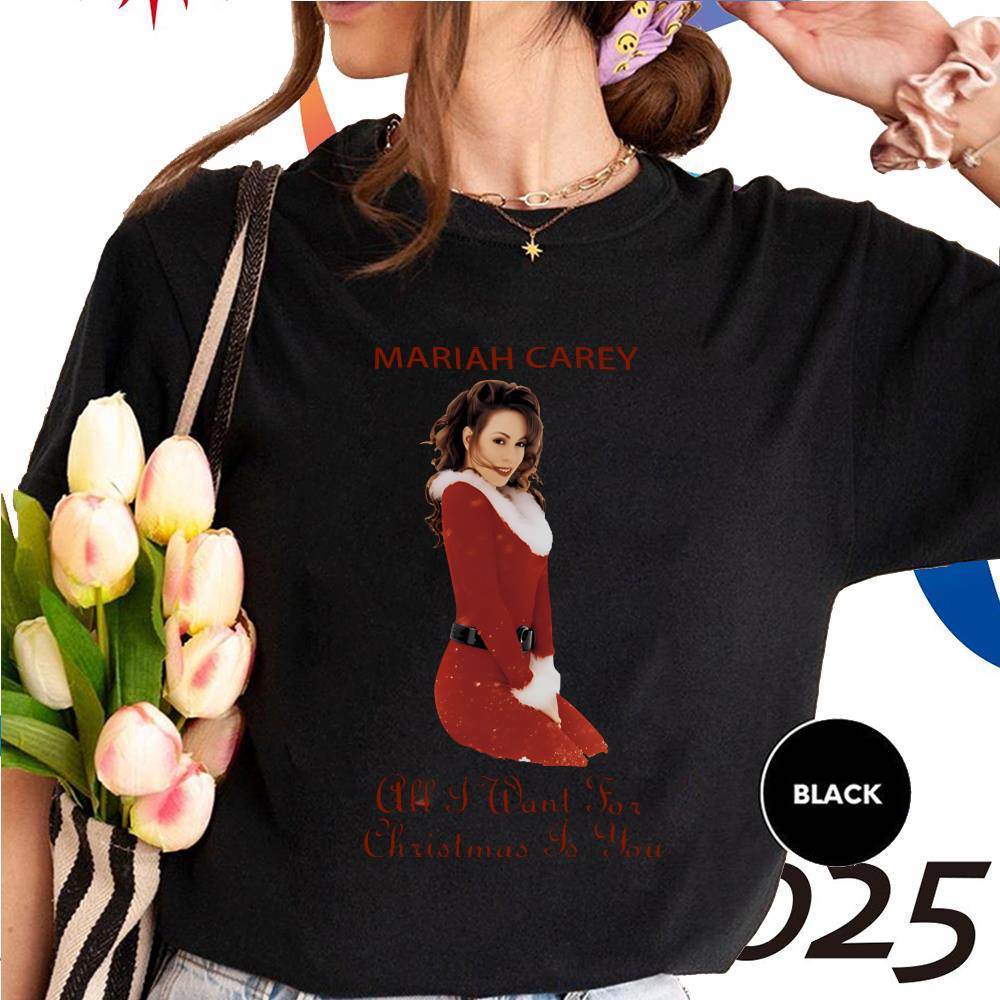 Merry Christmas T-Shirt Mariah Carey นักร้องระดับตำนาน - คริสต์มาสกำลังจะมาถึง