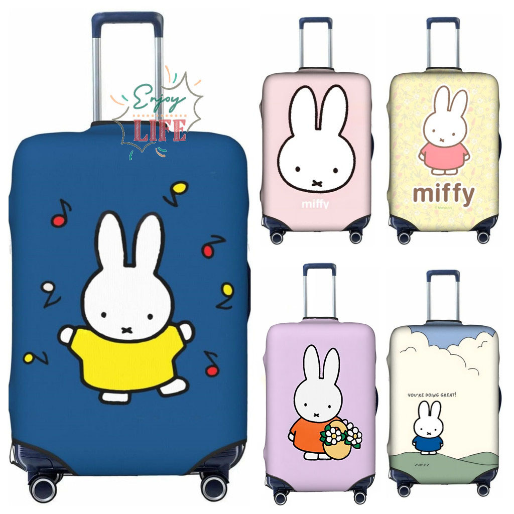 Miffy กระเป๋าเดินทางหนายืดหยุ่นสวมใส่ป้องกันฝุ่นป้องกันรอยขีดข่วนการ์ตูนกระเป๋าเดินทางล้างทําความสะอาดได้ของขวัญ M502