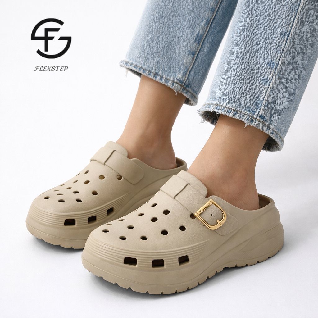 FLEXTEP รองเท้าแตะกบสําหรับผู้ใหญ่ Fuji Rubber Wedges Platform Jelly Sandals สําหรับผู้หญิง