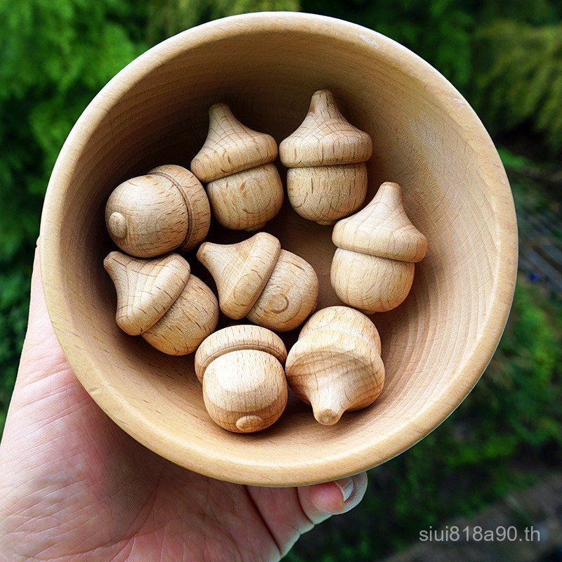 Insไม้เนื้อแข็งAcorns Acorns Log Beechเปิดอาคารบล็อกHandmade DIYทาสีของเล่นตกแต่งบ้านXKQT