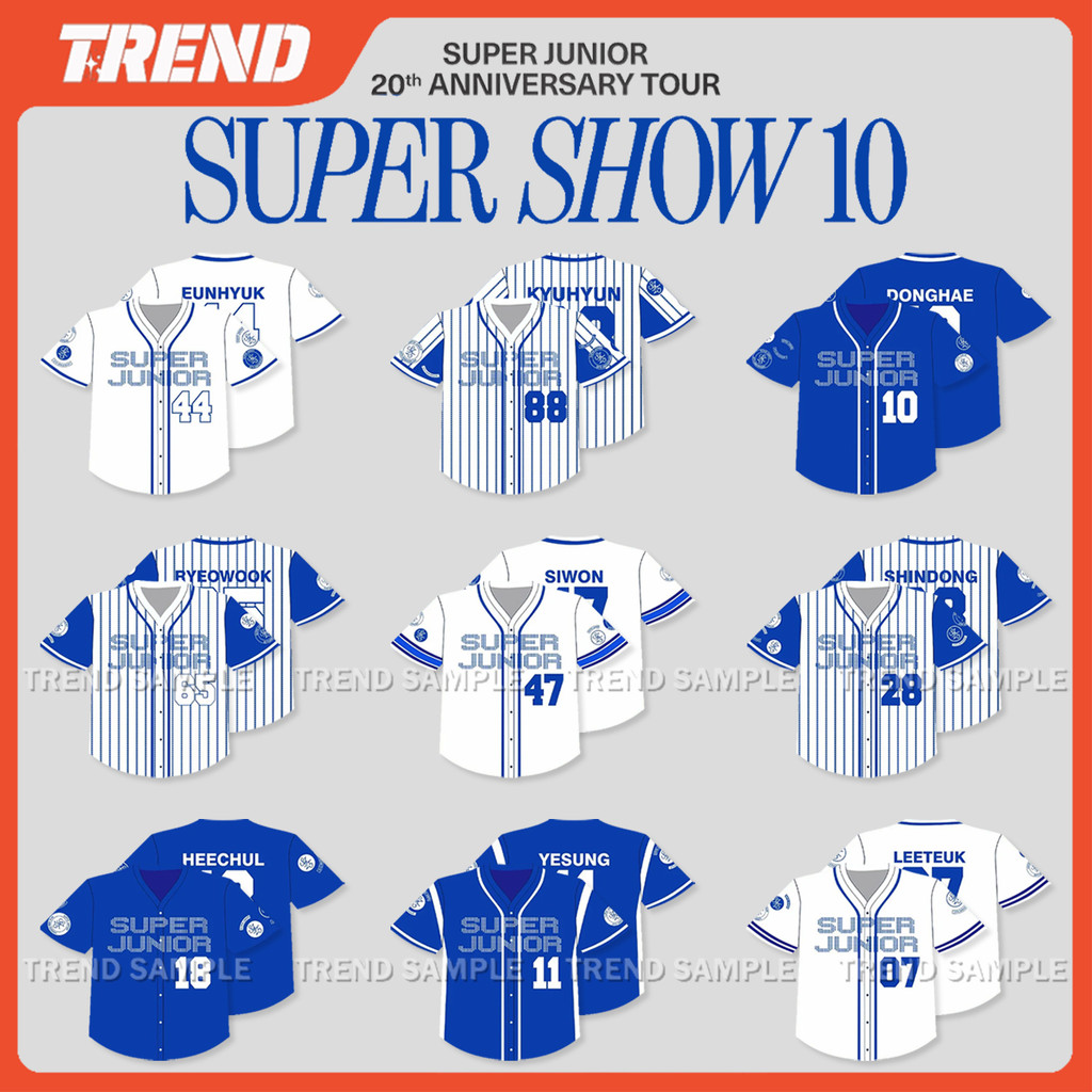 KPOP SUPER JUNIOR ครบรอบ 20 ปี TOUR <SUPER SHOW 10> Merch เบสบอล Jersey เสื้อยืด Unisex Plus ขนาดวินเทจแฟชั่นหลวมเสื้อพิมพ์ Tee