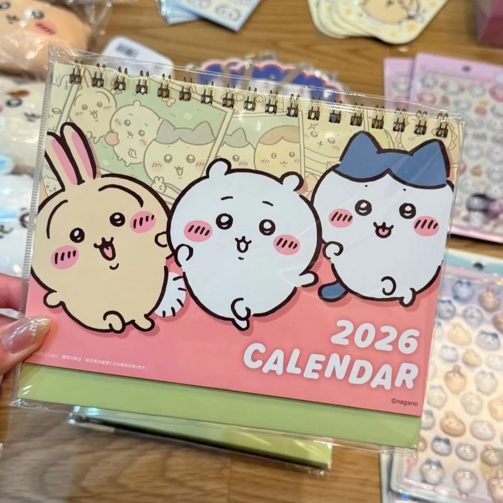 2026 chikawa chikawa chikawa ขนาดเล็กแปด Usaki ปฏิทินตั้งโต๊ะภาพประกอบสีนาฬิกาสํานักงานเดสก์ท็อปปฏิทินเครื่องประดับ