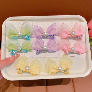 สินค้าใหม่! กิ๊บติดผมประดับมุกและโบว์เรียบง่าย 🎀 สำหรับผู้หญิง สีสันสดใส