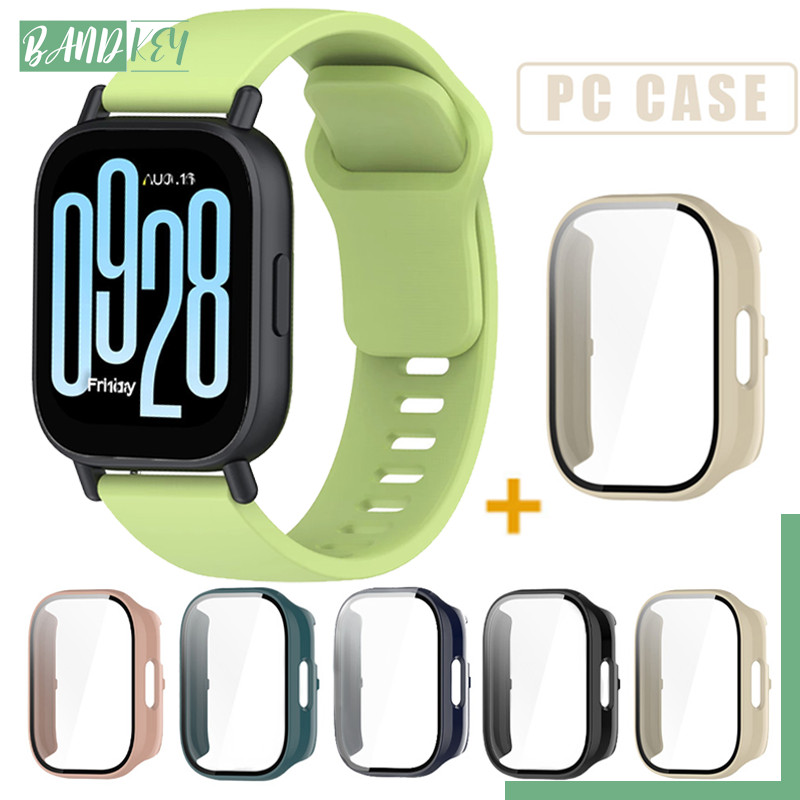 กรณีแก้วนิรภัยสายรัดซิลิโคน for Xiaomi Redmi Watch 5 Active / Redmi Watch 5 Lite ฝาครอบกันชนฟิล์มป้องกันหน้าจอ สายกีฬา