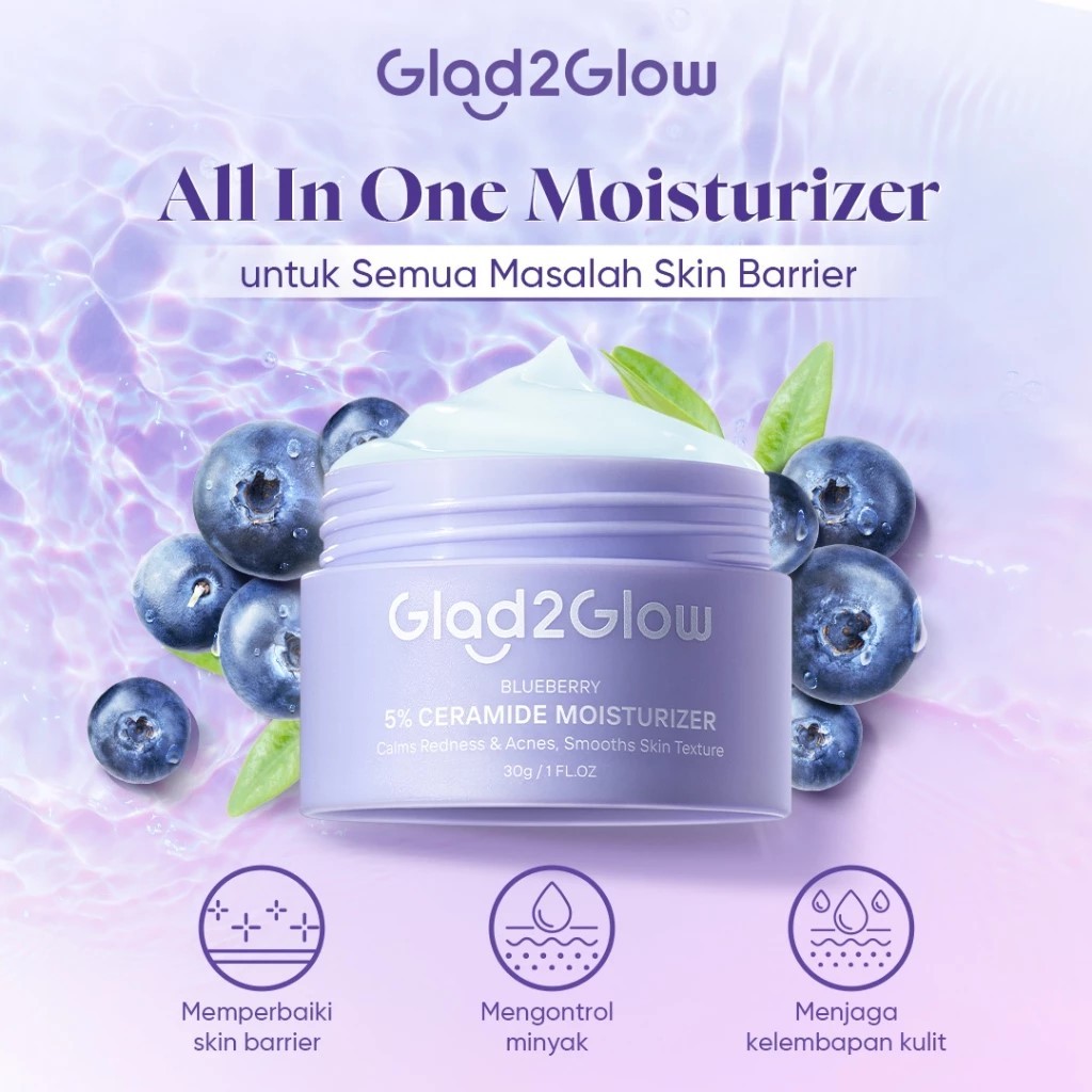 Thai Stock-Glad2Glow Blueberry Repair Ceramide Moisturizer (30g)Skincare Day Cream Night Cream Skin 