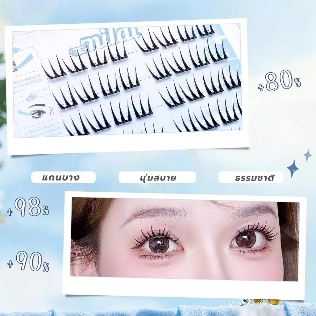 【G102 นางฟ้า】 MILAIขนตาปลอมกาวในตัว จับช่อสวย ตาหวานละมุน ธรรมชาติ every look thumbnail 3