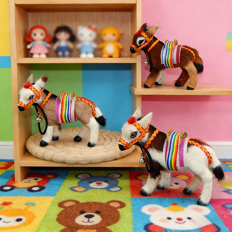 จําลอง Miniature Donkey ตุ๊กตาสัตว์หัตถกรรมสร้างสรรค์ของขวัญ Home Office Desk Decor