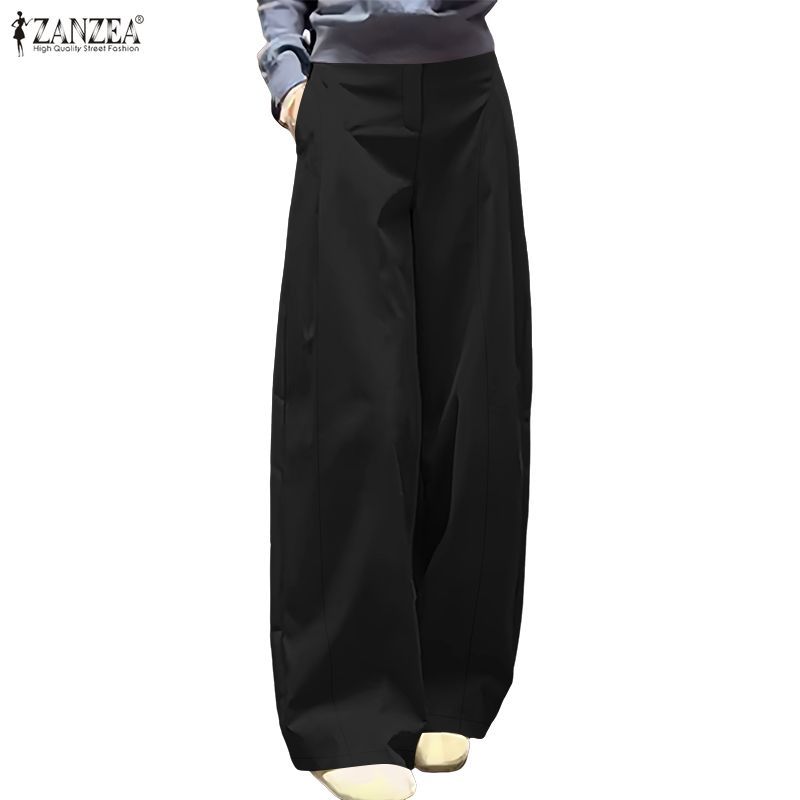 ZANZEA กางเกงฮาเร็มสำหรับผู้หญิง อัปเดตสไตล์เกาหลี เอวสูง มีกระเป๋า ใส่ทำงานหรือลำลองได้สบาย ราคา ถูกที่สุด ดีลบีเคเค แกลเลอรีภาพที่ 6