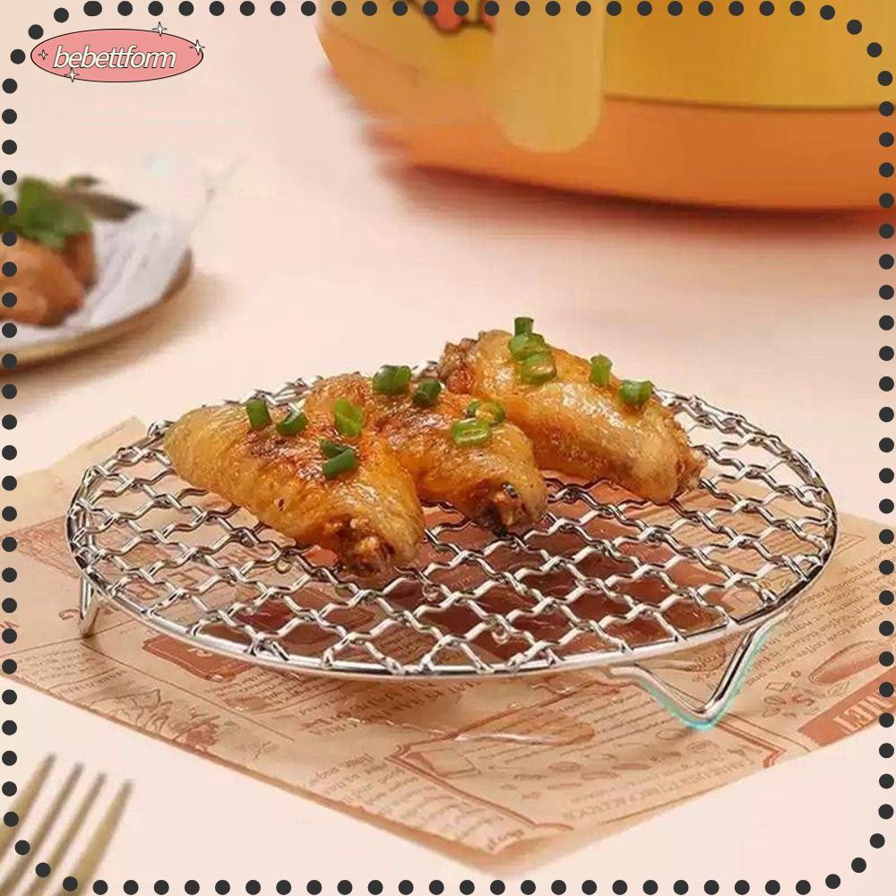 BEBETT ตะแกรงย่าง, วางซ้อนกันได้ด้วยเท้า Air Fryer Rack, ทนทานรอบสแตนเลส Cooling Rack Home Kitchen เตาอบ Steamer Cooker