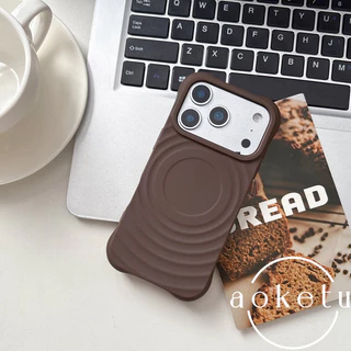 ผิวคลื่นแม่เหล็กเคสสีส้มเหมาะสําหรับ แอปเปิล 17 โปรแม็กซ์ เคสโทรศัพท์ ไอโฟน 16 โปรแม็กซ์ นุ่ม15สไตล์มินิมอลใหม่14/13รวมทุกอย่างซิลิโคนป้องกันการตกฝา