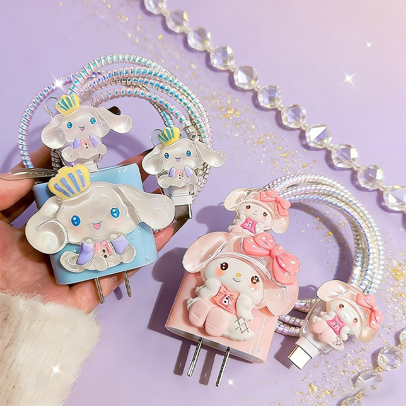 เคสถนอมสายชาร์จ ลายการ์ตูนน่ารัก สำหรับ ไอโฟน ชุดพันสาย เคสหัวชาร์จ ลายการ์ตูน 20W สำหรับ For iPhone