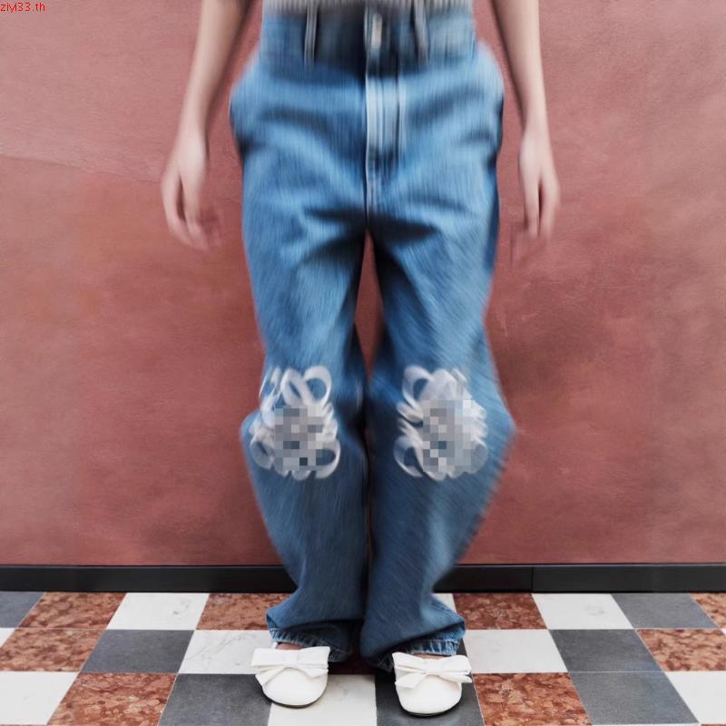 Tataos BANGKOK LOWE PANTS CULOT TROUSERS โลโก้ EMBROIDERED TAG LABEL SOFT กางเกงยีนส์ STRECH นําเข้า