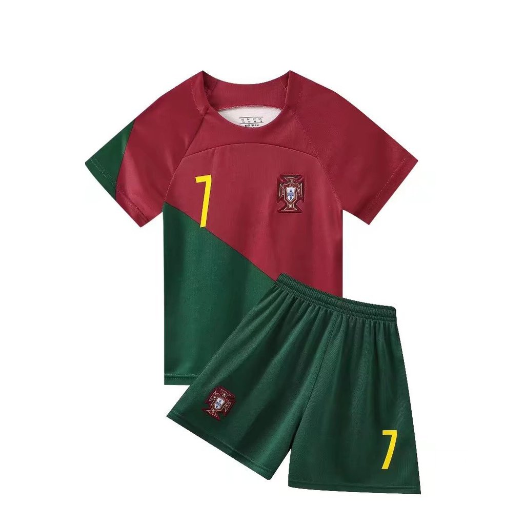 กางเกงบอล เสื้อฟุตบอล เสื้อกลุ่มฟุตบอล Portugal บ้านหมายเลข 7 C Ronaldo สำหรับผู้ใหญ่ ขนาด 14-2XL
