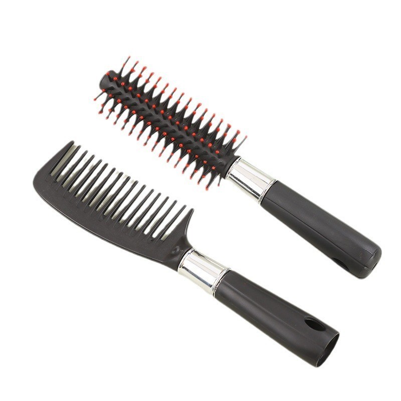 ชุดหวี 3 ชิ้นมืออาชีพ หวีนวดคาร์บอน หวีกลมม้วนผม หวีซี่ห่าง ดีไซน์ทันสมัยสีดำ-แดง-เงิน - รูปที่ 3