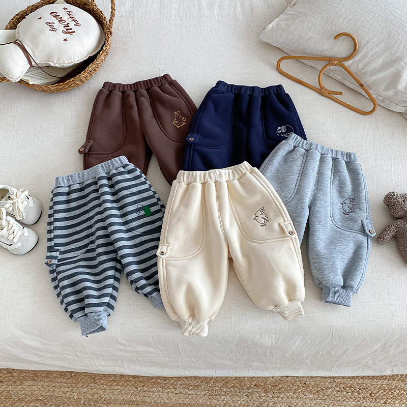 Children Fleece-Fleece-Fleece-Fleece Pants Small Left Small Right Winter Boy