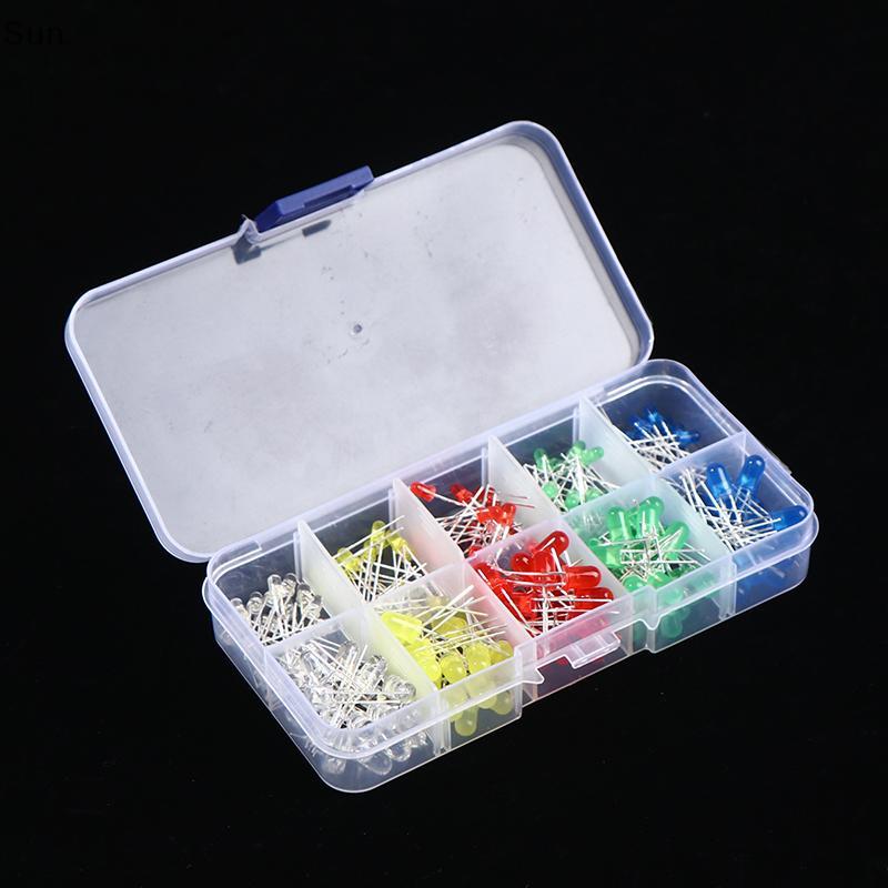 Sun 200pcs 3V 20mA ไดโอดที่มีสีสัน 3 มม.ไฟ LED ชุดสารพัน DIY LEDs ไดโอดชุด