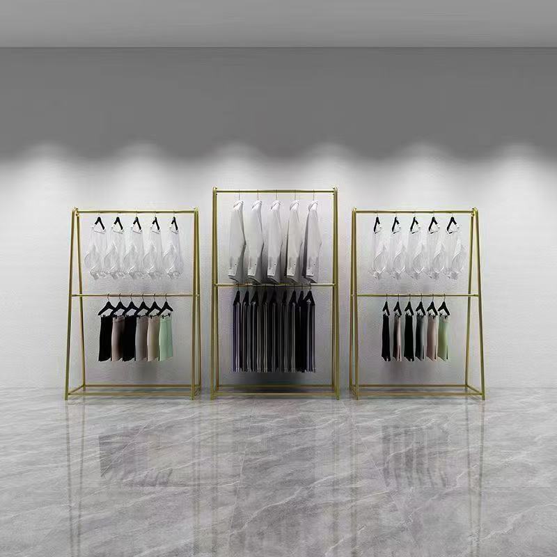 Double-Layer Garment Rack for Clothing Store, Hanging Clothes Rack, Display Stand clothes drying rac