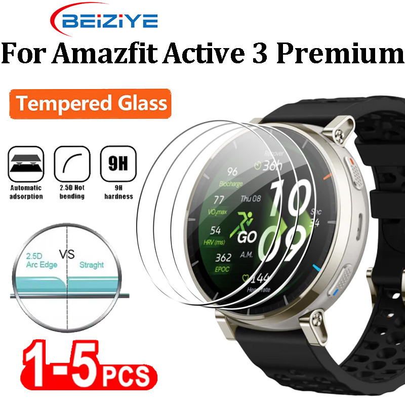 กระจกนิรภัย 9H สําหรับ Amazfit Active 3 Premium ตัวป้องกันหน้าจอระดับพรีเมียม HD ฟิล์มป้องกันรอยขีดข่วนแบบใส