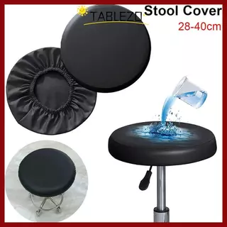 CODTABLEZO 1 ชิ้นเก้าอี้ที่นั่ง,หนัง PU พร้อมวงยืดหยุ่นผ้าคลุมเก้าอี้ทรงกลม,ปลอกกันน้ําทนทาน 28-40 ซม.เบาะรองนั่งสตูลสําหรับเก้าอี้หมุนบาร์