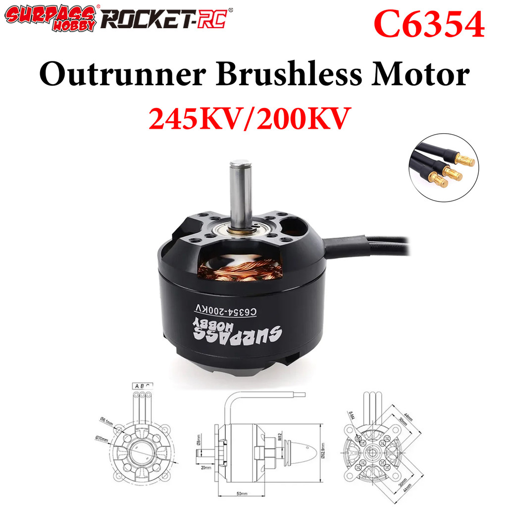 SURPASS HOBBY C6354 200KV 250KV Outrunner มอเตอร์ไร้แปรงสําหรับ RC เครื่องบินเครื่องร่อนปีกคงที่เครื