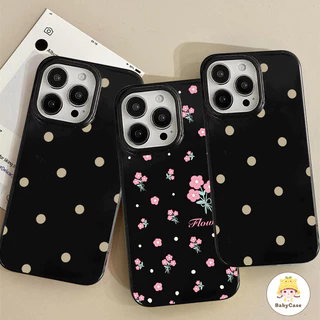 เคสไอโฟน 16 17 สำหรับ iPhone 11 13 15 12 14 Pro Max 7 16 14 15 8 Plus X XR XS Max 15 Pro เคสผิวมันลายจุดน่ารักเรียบง่าย