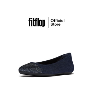 FITFLOP DELICATO CRYSTAL CAP-TOE DENIM รองเท้าทรงบัลเล่ต์ผู้…