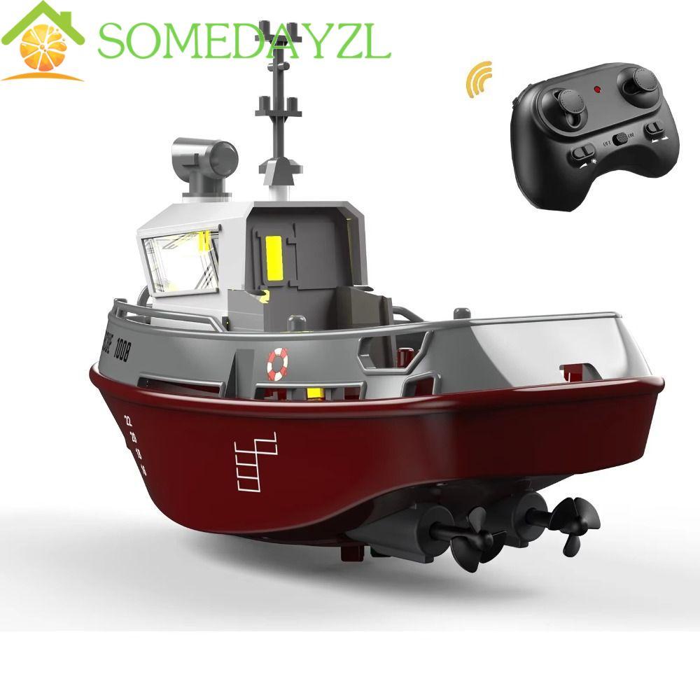 SOMEDAYZL RC Tugboat, Dual Motors LED Light รีโมทคอนโทรลเรือ,ที่มีประสิทธิภาพยาวนาน 1:32 Scale ไฟฟ้า Watercraft Mini RC เรือเด็กของขวัญ