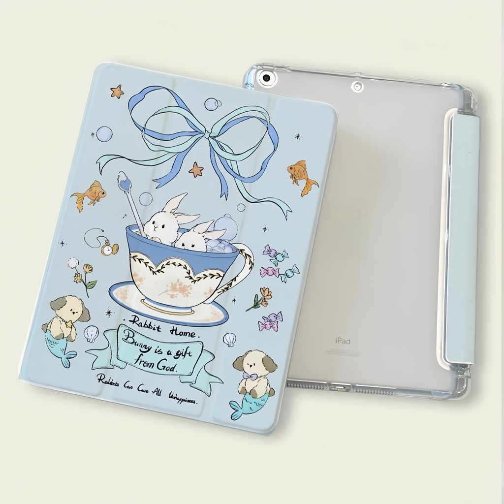 SAMSUNG Tri-พับริบบิ้นสีฟ้ากระต่ายแท็บเล็ตสําหรับSamsung Galaxy Tab S9 + S10 + Plus S9 FE + 12.4 นิ้