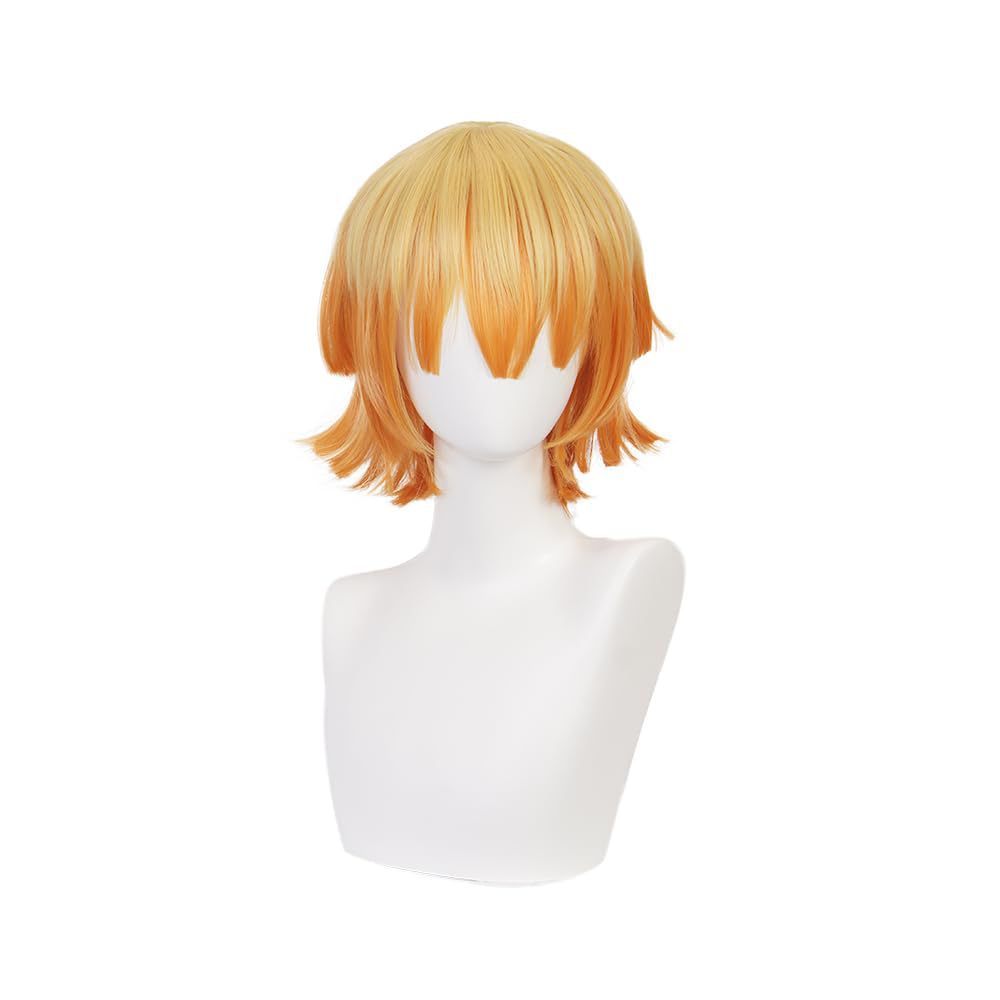วิกผม.Cosplay.Zenitsu.ส้ม.สำหรับคอสเพลย์นักฆ่าปีศาจภรรยาของฉัน