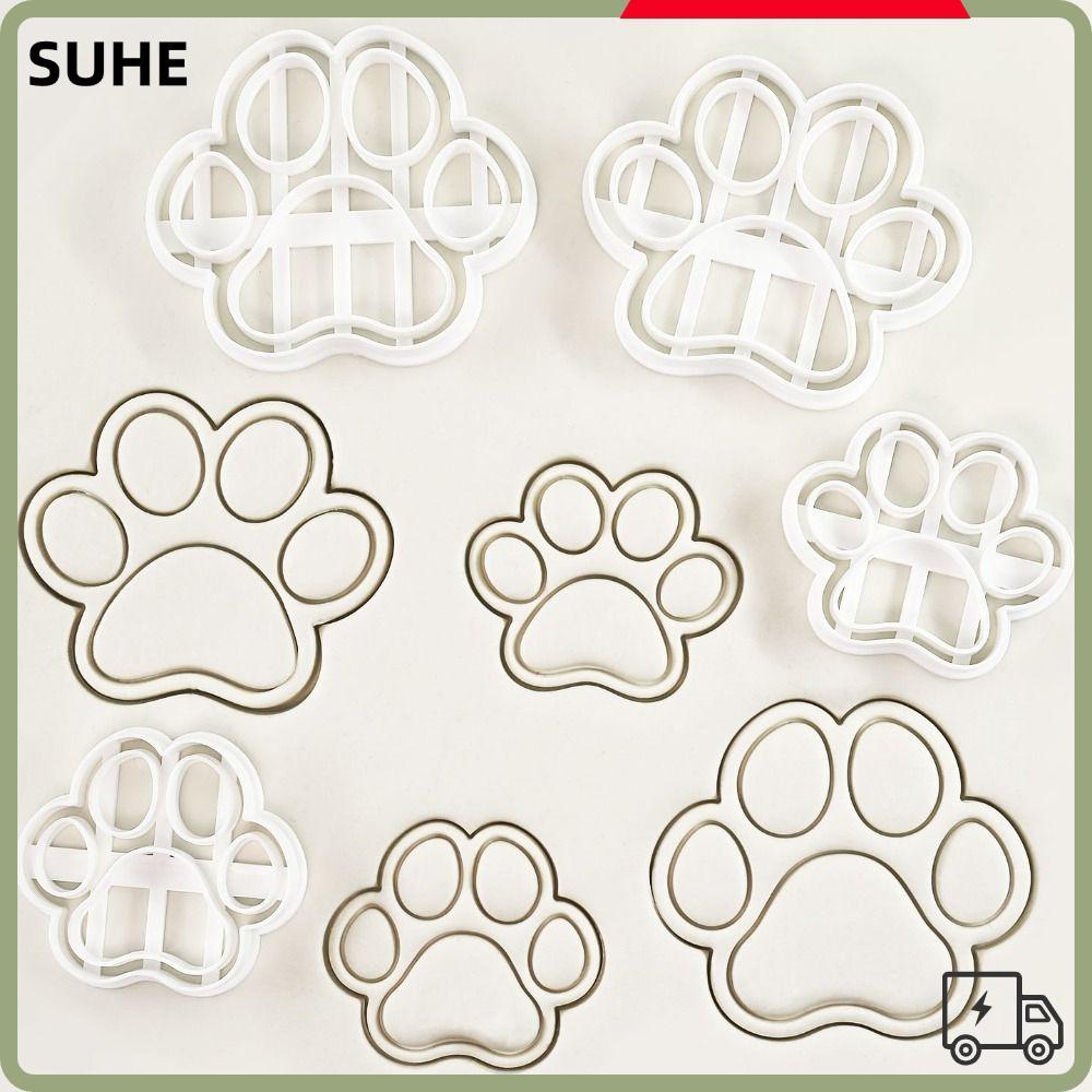 SUHE เครื่องตัดคุกกี้ 4 ชิ้น, พิมพ์แม่พิมพ์บิสกิตไม่ติด, DIY การ์ตูนเครื่องมืออบครัวเบเกอรี่