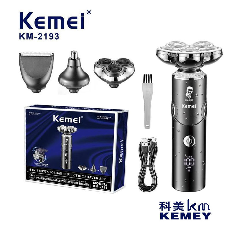 Kemei Kemei โกนหนวด KM-2193 Professional Four-in-One โกนหนวดไฟฟ้าพับ Beard Trimmer
