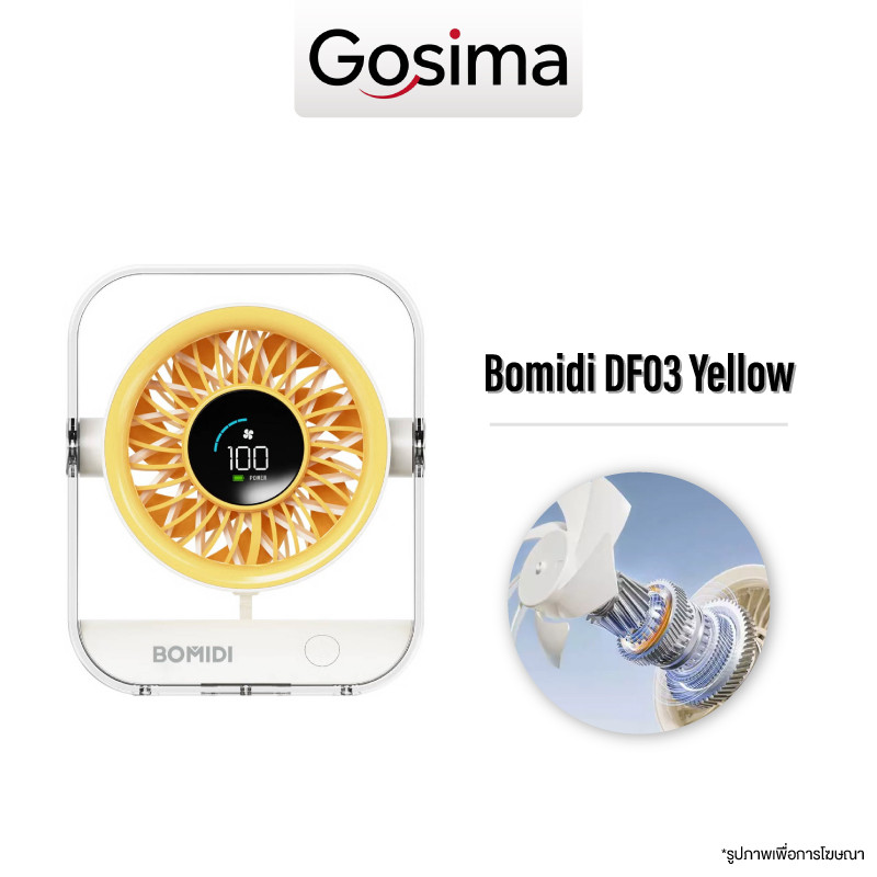 BOMIDI พัดลมตั้งโต๊ะ DF03/ZH28 3000mAh พร้อมจอแสดงผลLED90° ปรับมุมใช้ได้8ชม 5 ระดับการควบคุม