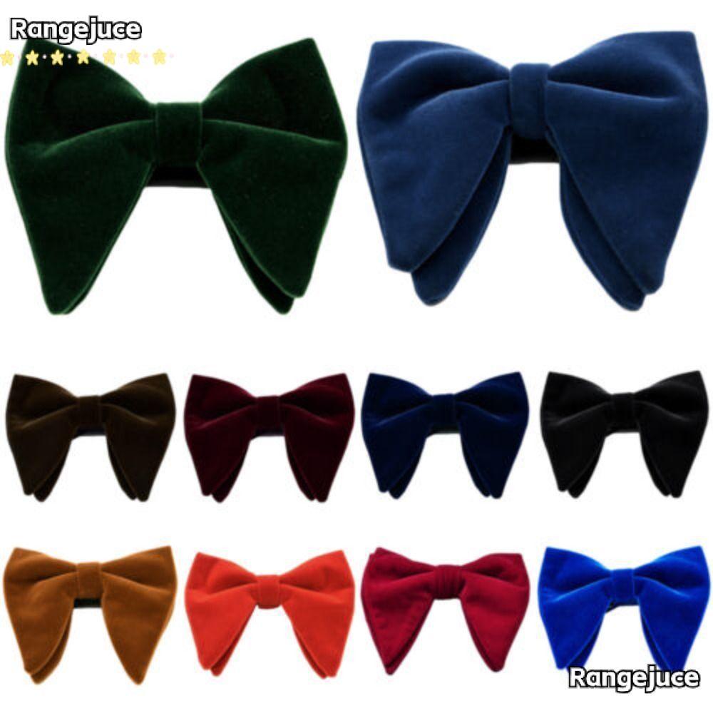 RANGEJUCE Mens Large Bow Tie, Velvet Adjustable Bow Tie, คุณภาพสูง Solid Big Bow Tie งานแต่งงาน