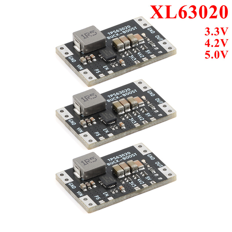 TPS63020 3.3V 4.2V 5V แบตเตอรี่ลิเธียมอัตโนมัติ Boost Buck Step Up Down โมดูล XL63020 Microcontroller Power ระลอกน้ําต่ํา