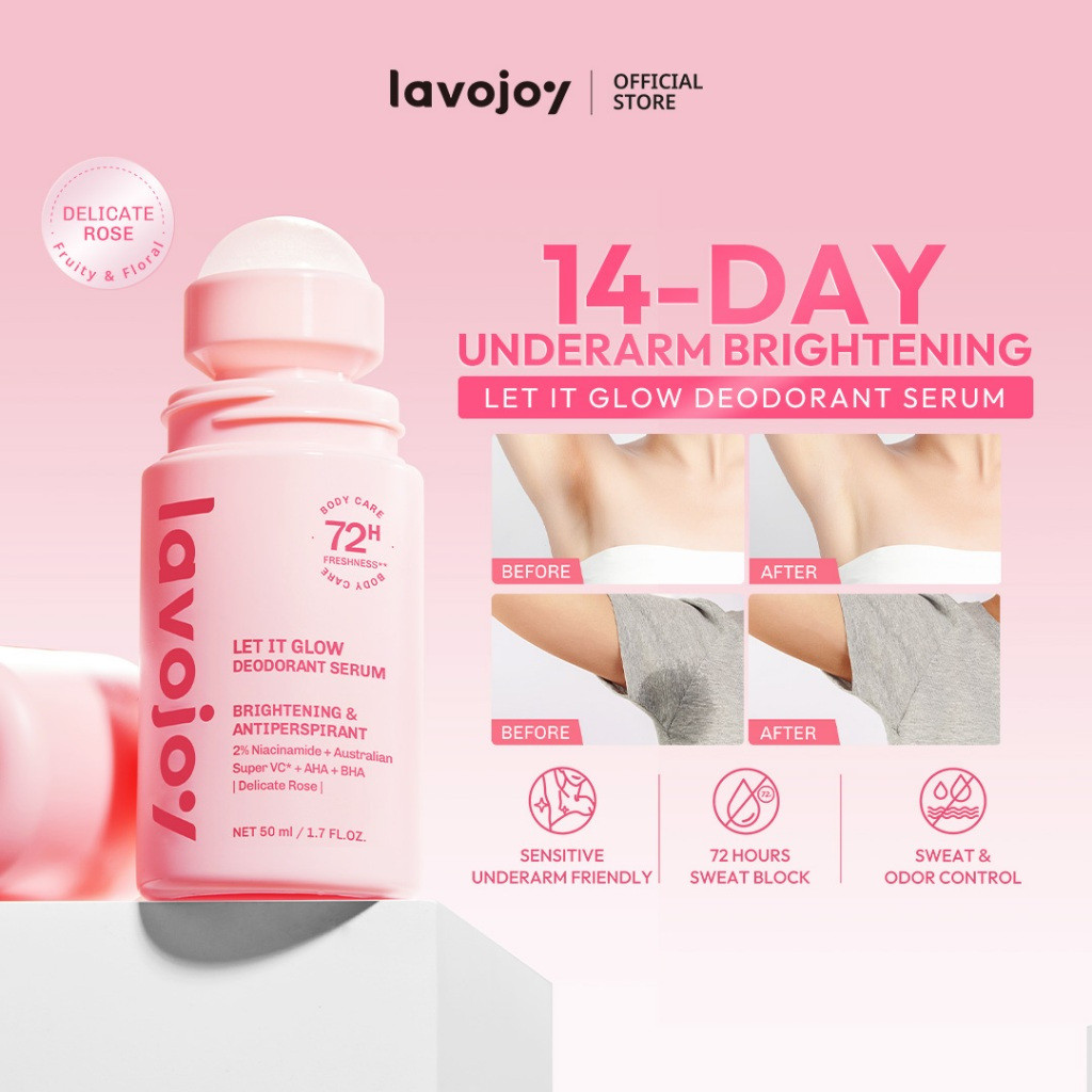 Lavojoy Let It Glow Deodorant | 72ชม. ความสดชื่นระงับเหงื่อ | 14 วัน ไบรท์เทนนิ่ง