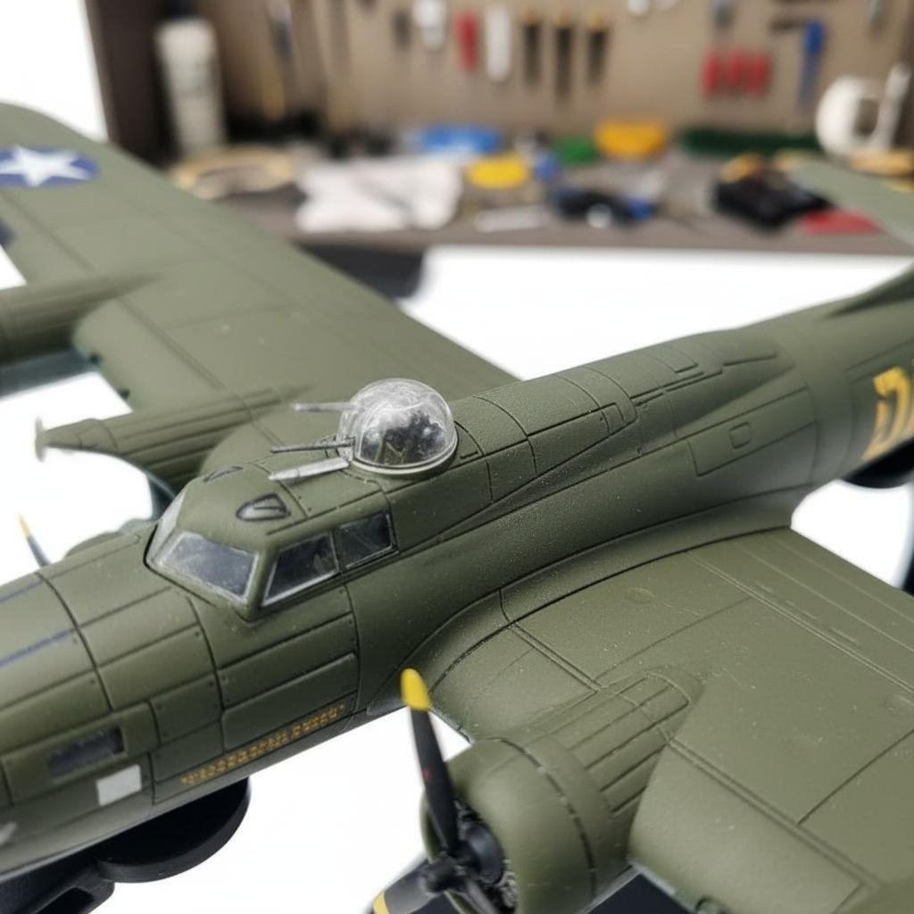 พร้อมจอแสดงผล 1/144 Scale B-17 รุ่น Alloy Construction 1/144 Scale Flying Fortress รายละเอียดสูงสําห