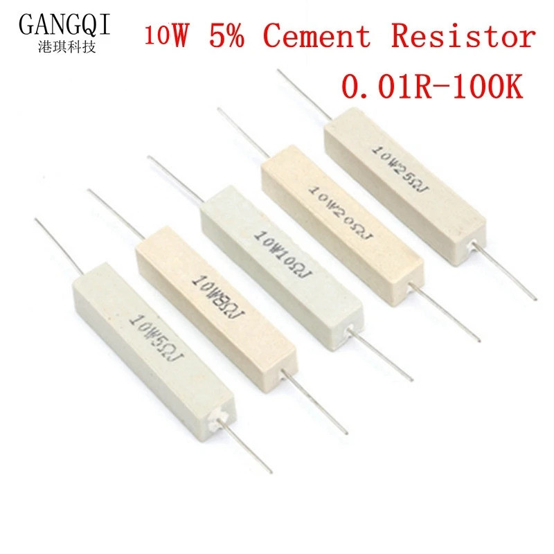 10PCS 10W 5% ตัวต้านทานซีเมนต์ความต้านทานพลังงาน 0.1R 0.33R 5R 10R 0.22 0.47 0.5 1 2 3 5 10 20 30 36