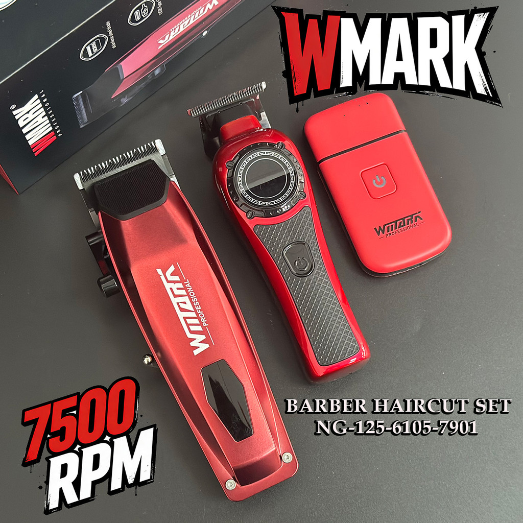 WMARK NG 125-6105-7901 Professional ไฟฟ้าไร้สายผม Clipper Trimmer ชุดร้านทําผมตัดผมเครื่องโกนหนวดตัด