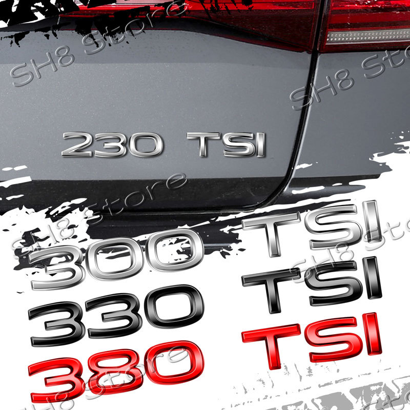 3D โลหะสัญลักษณ์รถ 230TSI 280TSI300TSI 330TSI 380TSI โลโก้ด้านหลังป้ายสติกเกอร์สําหรับ Polo Tiguan J