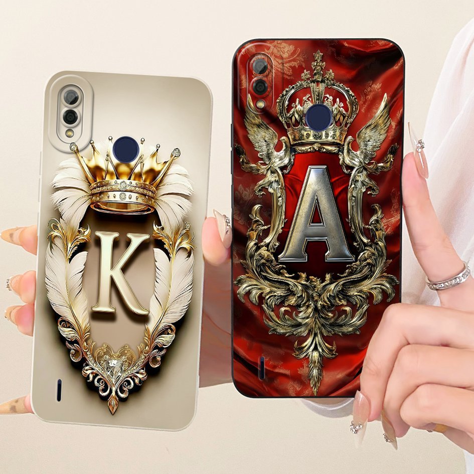 สําหรับ Itel P33 Plus กรณี Retro Crown ตัวอักษรคู่เคสโทรศัพท์ซิลิโคนนุ่ม Matte ปกหลังสําหรับ Itel P3