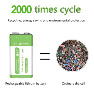 ถ่านชาร์จ 9V 16800mAh เต็ม Li-ion Battery แบตเตอรี่ที่มีคุณภาพสูง แถมสายชาร์จให้ ชาร์จได้2000ครั้ง แบตเตอรี่ลิเธียม