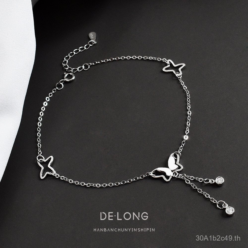 Niche Temperament Design Butterfly Anklet s925 Sterling Silver Footwear chic เวอร์ชั่นเกาหลีที่ไม่ซ้