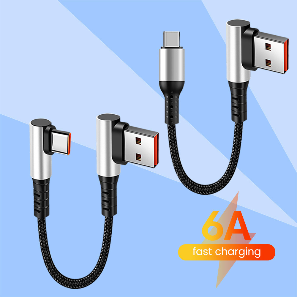 0.25 ม. 0.5 ม./USB ตรงประเภท C 6A สายชาร์จเร็วประเภท C ถึง Type C PD สายเคเบิลข้อมูลสั้นสําหรับโทรศั