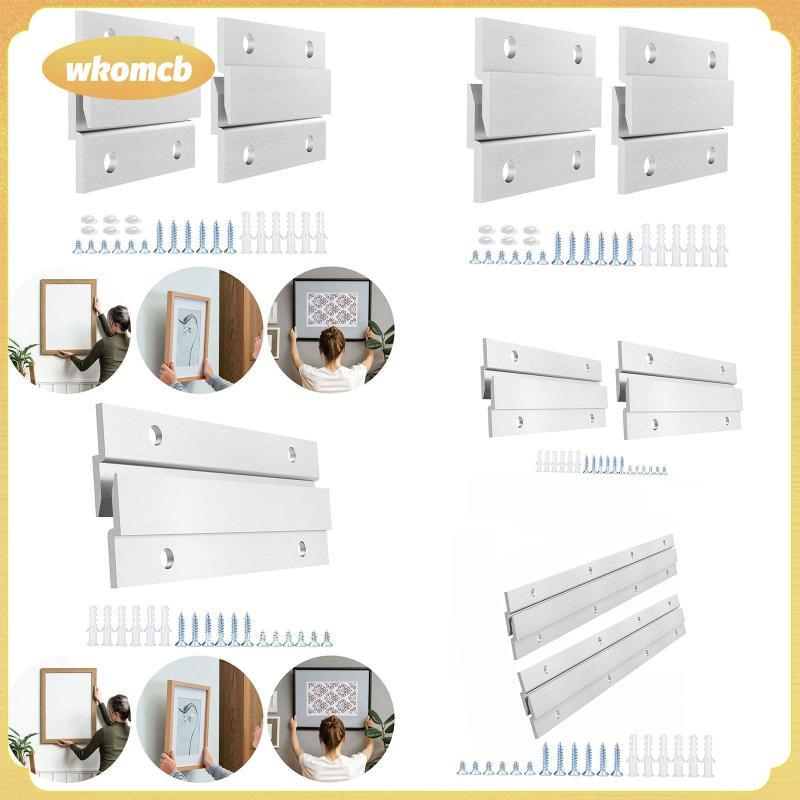 [wkomcb] 4x Cleat Picture Hanger Aluminium Alloy Z Hanger Hooks Hardware Wall Mounting Brackets สําห
