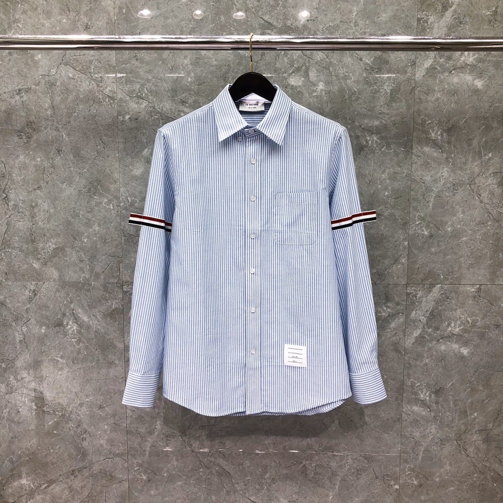 0KNA thombrowne Trendy brand summer loose casual Korean-style Oxford striped stylish shirt
