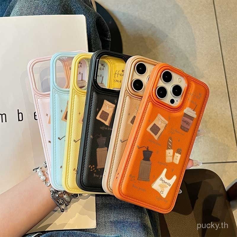 หนังเคสโทรศัพท์ขนมหวานกาแฟป้ายขนมปังเหมาะสําหรับiPhone 14promax 15promax 14 15 16 17 promax 11promax
