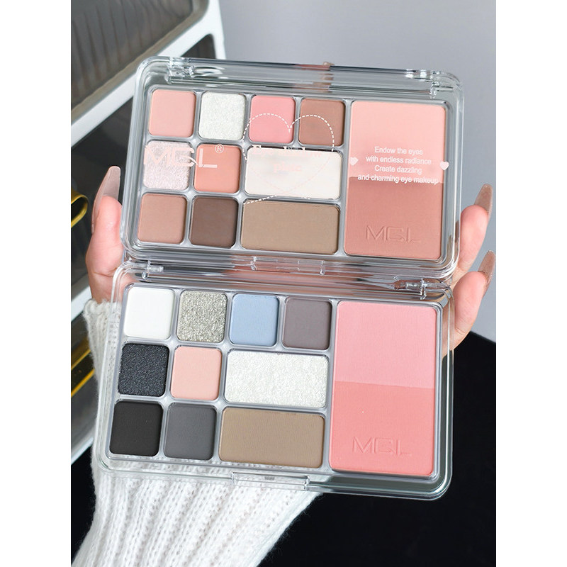 บลัชออน 4u2 บลัชออน พาเลทอายแชโดว์สําหรับหัวใจสิบสองสีบลัชออนไฮไลท์คอนทัวร์สามในหนึ่งเดียวจานครบวงจร