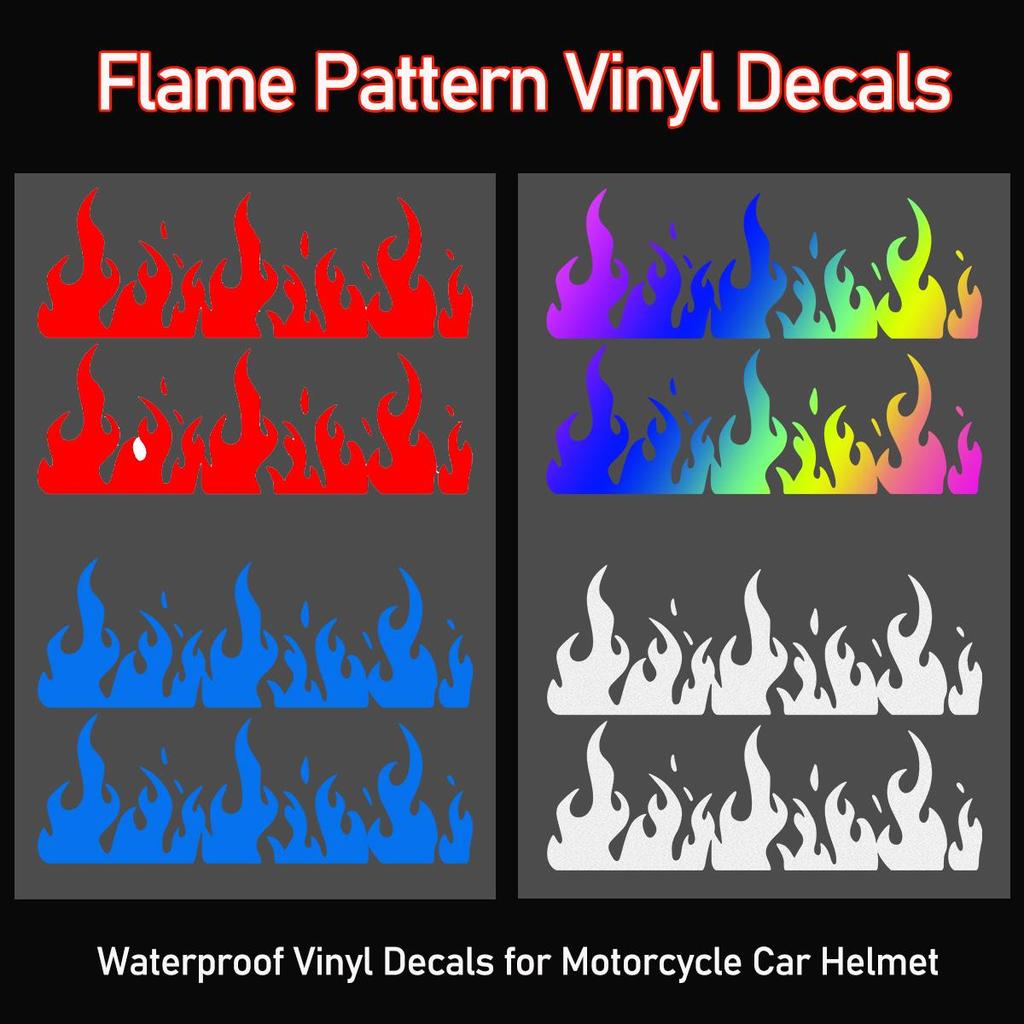 JDM Flame สติ๊กเกอร์ไวนิลกันน้ําสําหรับหมวกกันน็อครถยนต์รถจักรยานยนต์ - Holographic/Black/Blue/silver/Red